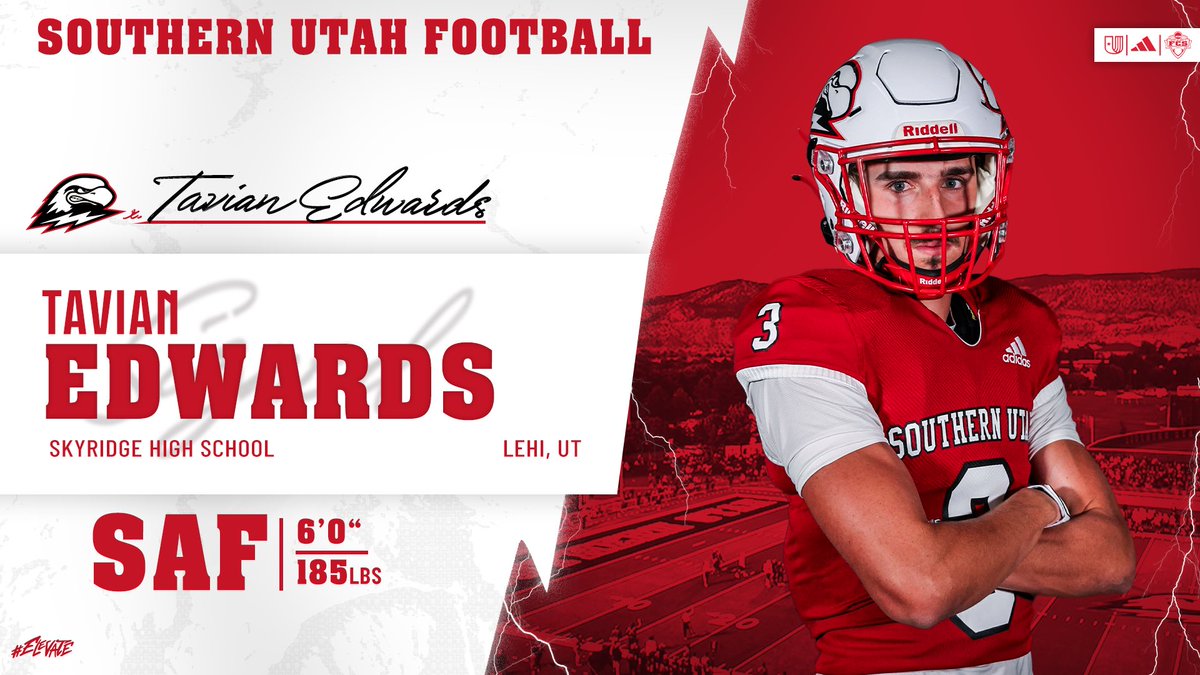 Southern Utah Football (@suufb_) on Twitter photo Welcome to Southern Utah Football, <a href="/TavianEdwards5/">Tavian Edwards</a> ✍️
⚡️ Two Year Captain
⚡️ 7x Letterman (Track and Football)
⚡️ 3x All Region
#Elevate ⚡️ #TBirdNation ⚡️ #RaiseTheHammer Welcome to Southern Utah Football, <a href="/TavianEdwards5/">Tavian Edwards</a> ✍️
⚡️ Two Year Captain
⚡️ 7x Letterman (Track and Football)
⚡️ 3x All Region
#Elevate ⚡️ #TBirdNation ⚡️ #RaiseTheHammer