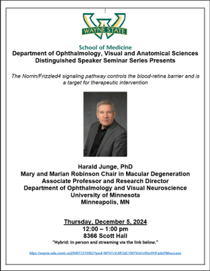 Wayne OVAS/Kresge Eye Institute/Wayne Health (@waynestateovas) on Twitter photo We’re thrilled to welcome Dr. Harold Junge from <a href="/UMNews/">University of Minnesota</a> as our next seminar speaker! He will discuss the mechanisms regulating blood-retinal barriers and their implications in Retinal Diseases." Don’t miss this insightful talk on cutting-edge retinal research! 👁️🧬 We’re thrilled to welcome Dr. Harold Junge from <a href="/UMNews/">University of Minnesota</a> as our next seminar speaker! He will discuss the mechanisms regulating blood-retinal barriers and their implications in Retinal Diseases." Don’t miss this insightful talk on cutting-edge retinal research! 👁️🧬