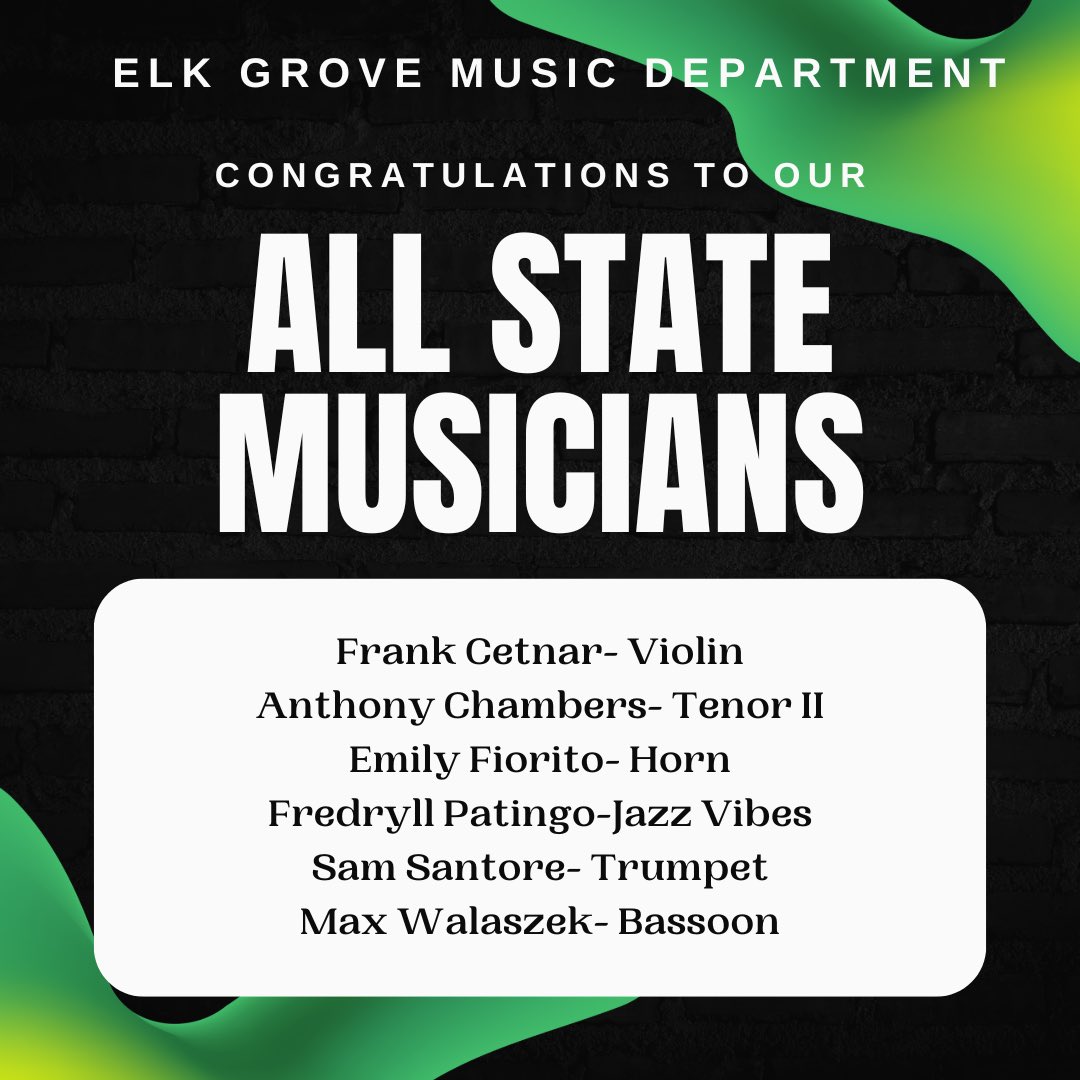 EGHSBand (@eg_band) on Twitter photo Congratulations to our incredible students for making All State! Your hard work, passion, and talent have truly paid off! <a href="/EGFineArts/">EGFineArts/Mr. Wolfe</a> <a href="/EG_Orchestras/">Elk Grove HS Orchestra</a> <a href="/EG_Choir/">Elk Grove HS Choir</a> <a href="/EGBandBoosters/">EGHS Band Boosters</a> Congratulations to our incredible students for making All State! Your hard work, passion, and talent have truly paid off! <a href="/EGFineArts/">EGFineArts/Mr. Wolfe</a> <a href="/EG_Orchestras/">Elk Grove HS Orchestra</a> <a href="/EG_Choir/">Elk Grove HS Choir</a> <a href="/EGBandBoosters/">EGHS Band Boosters</a>