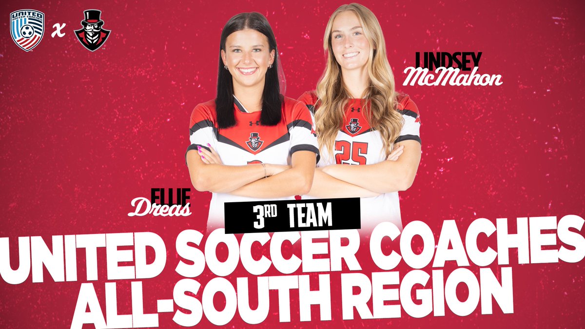 Austin Peay Soccer (@govswsoc) on Twitter photo Congratulations to Ellie Dreas and Lindsey McMahon, who were named to the <a href="/UnitedCoaches/">United Soccer Coaches</a> All-South Region Team!🎩⚽️
They are the first Governors to earn the honor since 2012!
📰 | tinyurl.com/yv7rktdu
#GovsGetBetter | #LetsGoPeay Congratulations to Ellie Dreas and Lindsey McMahon, who were named to the <a href="/UnitedCoaches/">United Soccer Coaches</a> All-South Region Team!🎩⚽️
They are the first Governors to earn the honor since 2012!
📰 | tinyurl.com/yv7rktdu
#GovsGetBetter | #LetsGoPeay