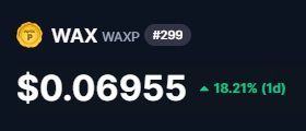 $WAX is on the verge of breaking $0.07 USD.

Is @wax_io back?