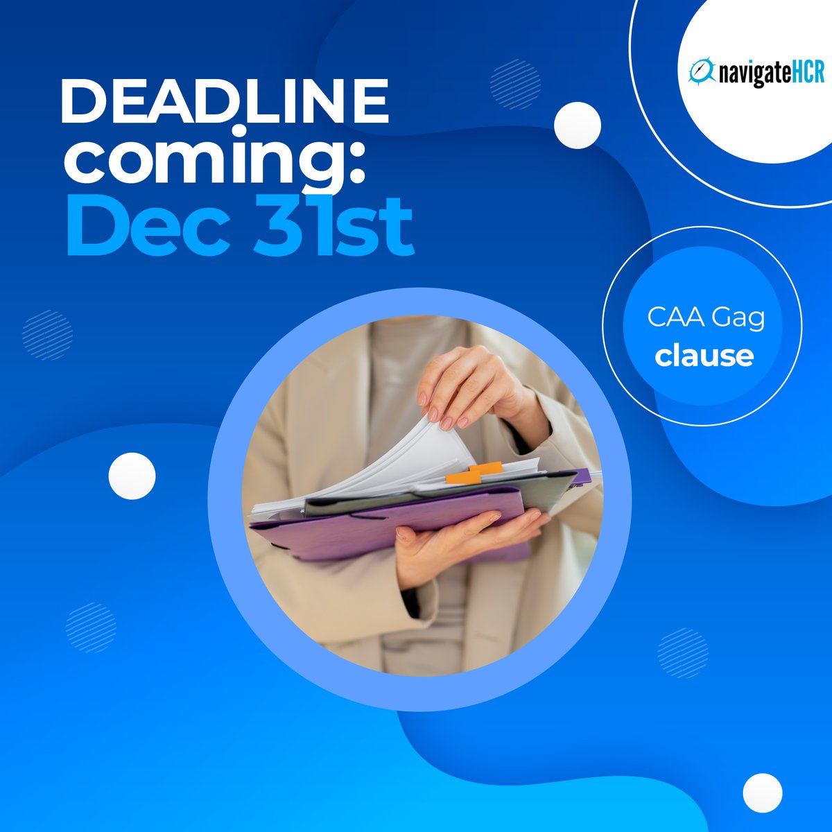 NavigateHCR's tweet image. Ensure compliance with the CAA’s gag clause prohibition! Submit your attestation by Dec. 31, 2024, to avoid issues. We can handle all your compliance tasks: navigatehcr.ubpages.com 

#NHCR #HealthCareCompliance #NavigateHCR