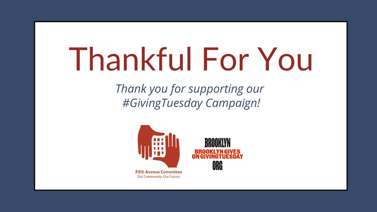 Thank you for supporting our #GivingTuesday campaign. The official day of Giving Tuesday may be over, but FAC’s #BrooklynGives page will be open and accepting donations until December 31st. Help us to continue our work by visiting our #BrooklynGives page -bit.ly/bkgivesFAC.