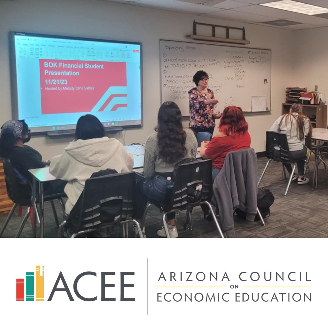 Big thanks to Melody Cline-Valdes from <a href="/BOKFinancial/">BOK Financial</a> for sharing her expertise with <a href="/MVPantherNation/">Maryvale High School</a> students! They gained insights into personal finance. At ACEE, we connect schools with guest speakers to enhance financial literacy. #FinancialLiteracy #CareerExploration