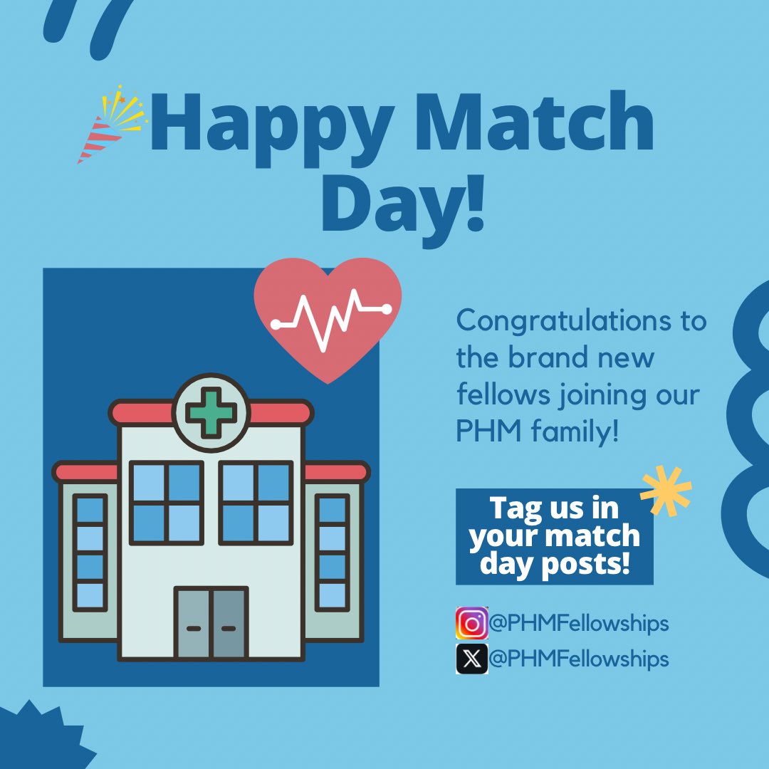 Happy Match Day! We are so excited for all the new PHM fellows to join the PHM family!! Tag us in your posts and have the best time celebrating!