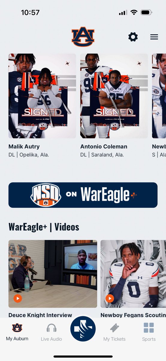 SIGNING DAY mode on the app is 🔥

Great work by our staff! Bios, video content, exclusive interviews on <a href="/WarEaglePlus/">WarEagle+</a> can all be found on the Auburn Tigers app!

#WarEagle