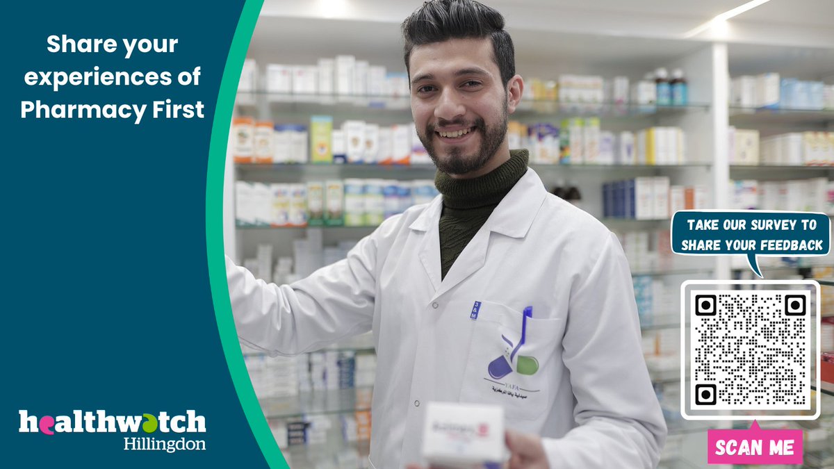 Pharmacy First is a new service that allows you to receive treatment for 7 common conditions from a trained pharmacist without needing to see a GP. If you're a Hillingdon resident, we want to hear from you! Share your views &amp;  experiences of the service 👉 ow.ly/R0CV50UkZx5