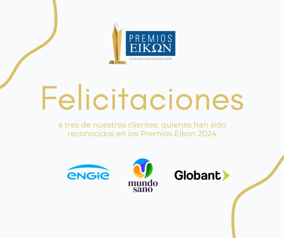 En Hauscom estamos orgullosos de acompañar a nuestros clientes en la construcción de estrategias de comunicación sólidas y creativas. 🙌

Queremos felicitar a tres de nuestros clientes, quienes han sido reconocidos en los Premios Eikon 2024 que celebran la excelencia en