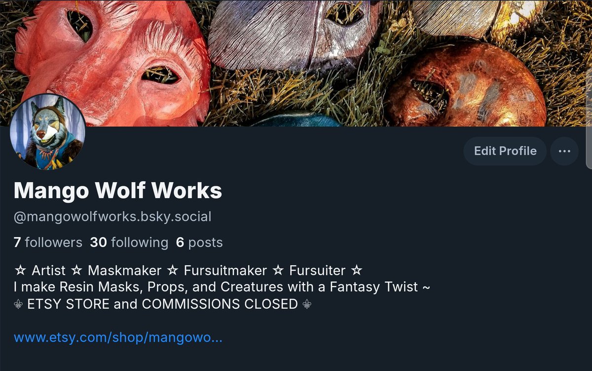 MangoWolfWorks's tweet photo. Yeah, so I'm gonna really try out the new place. I've started posting to social media again but just haven't had any desire to post to this hellsite with all the insanity. Follow me over there if you're interested in seeing masks and whatnot~ https://t.co/gX69XwZh2v