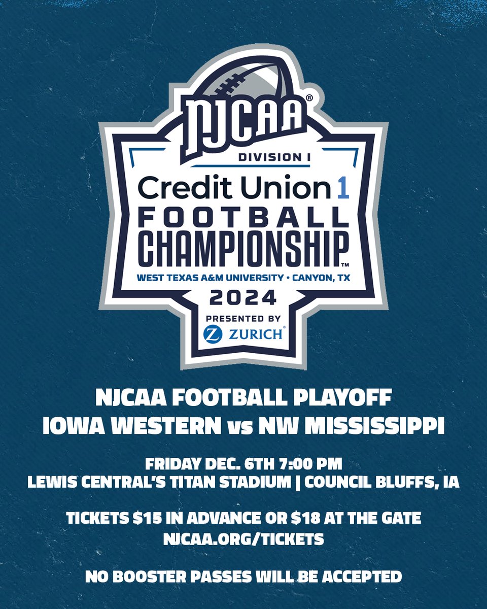 REIVER FOOTBALL FANS!

Tickets are still on sale for Friday's NJCAA Playoff Semi-Final.  $15 in advance, $18 at the gate.

🔗: njcaa.org/tickets

#SailsUP 🏴‍☠️ | <a href="/ReiverFootball/">IWCC Reiver Football</a>