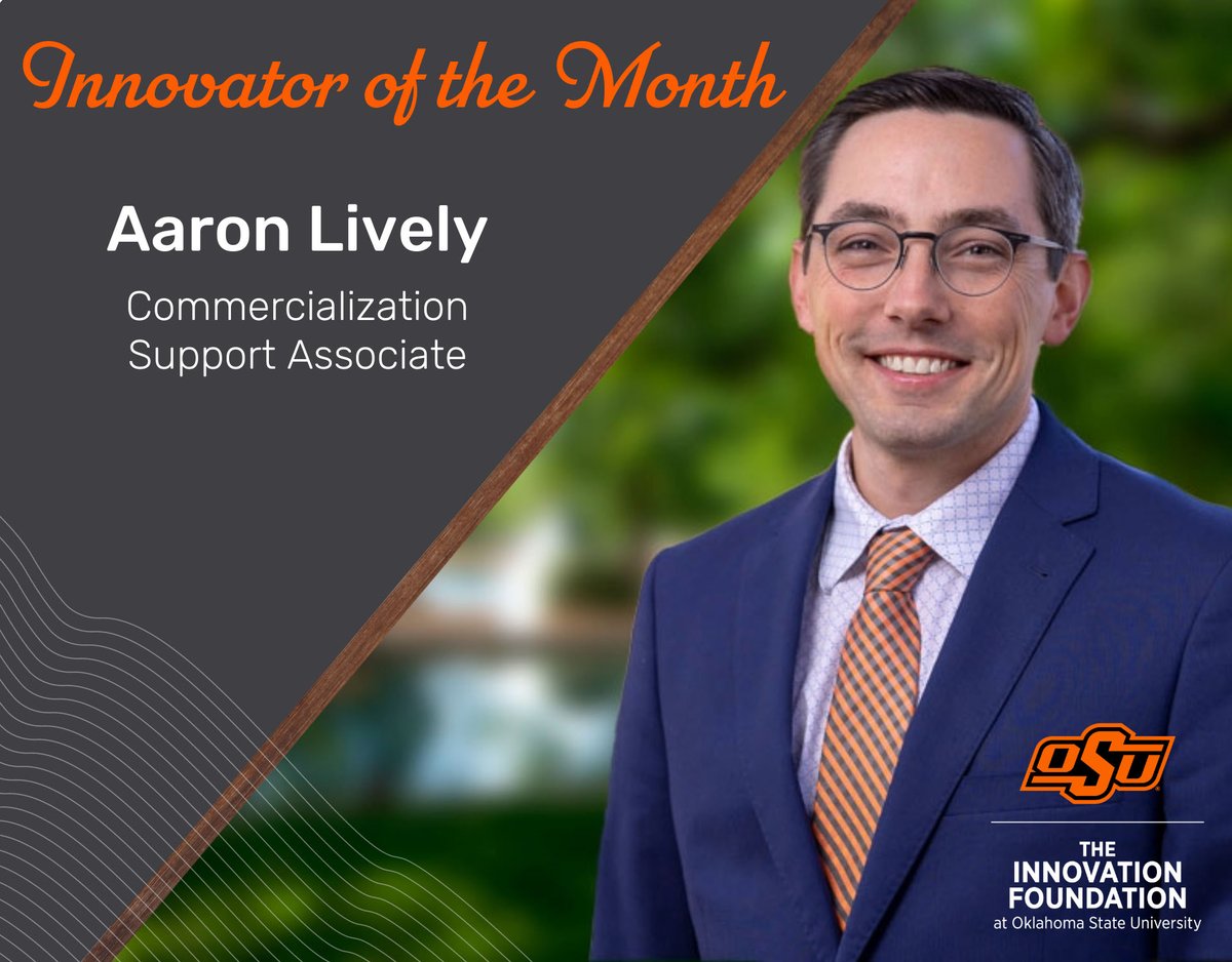 OSUInnovation's tweet photo. Congratulations Aaron Lively, commercialization support associate for the Cowboy Enterprises’ Office of Technology Commercialization, for being nominated as the November Innovator of the Month!

#OSUInnovation | #CowboyFamily https://t.co/O3LnArXRuu