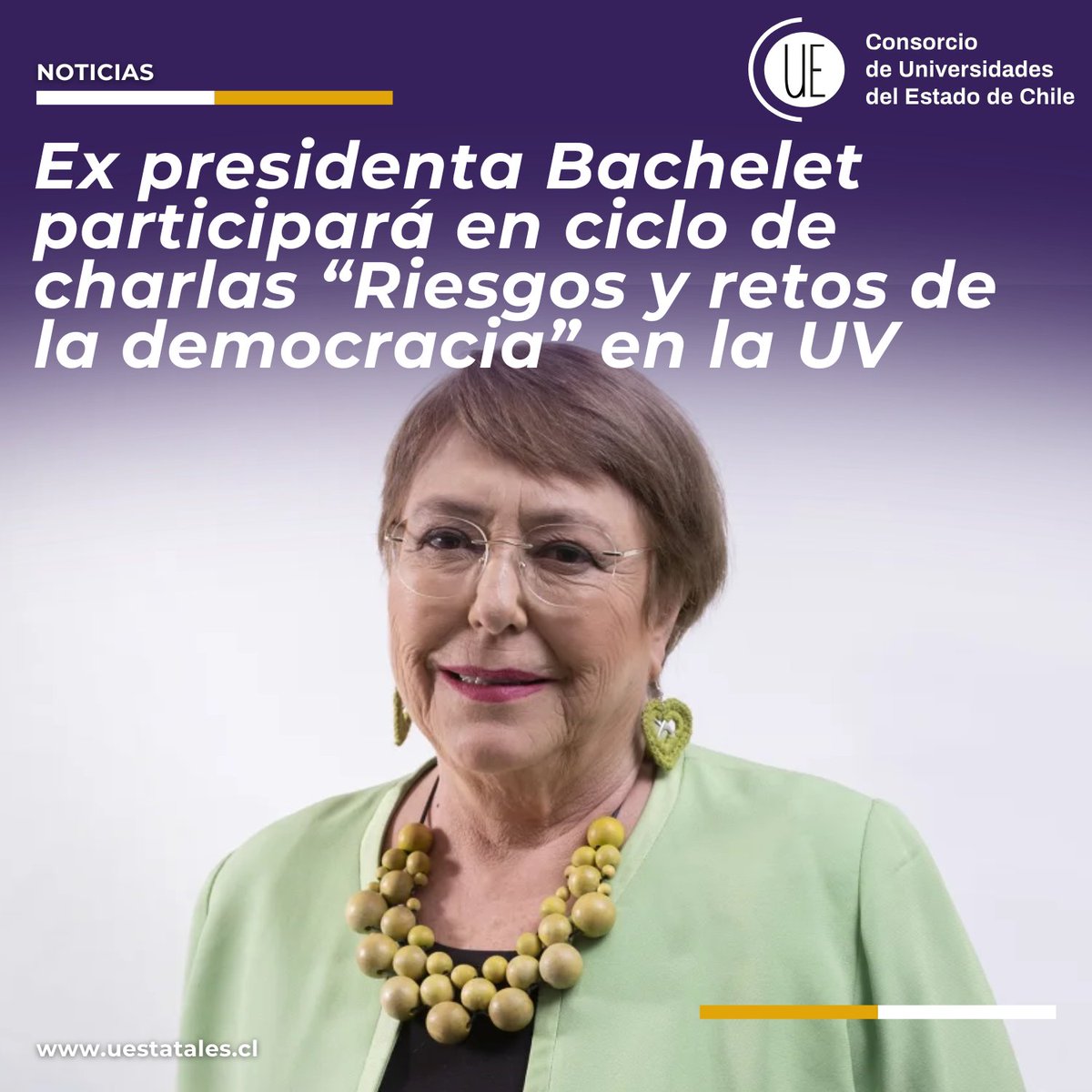 uestatales's tweet image. 🎙 La ex presidenta Bachelet participará en el ciclo “Riesgos y retos de la democracia” el 5 de diciembre en el Aula Magna de la @uvalpochile, con la charla “Avance global de la ultraderecha” junto a la periodista Francisca Castillo.

Revisa el detalle ➡ buff.ly/41f68Lb