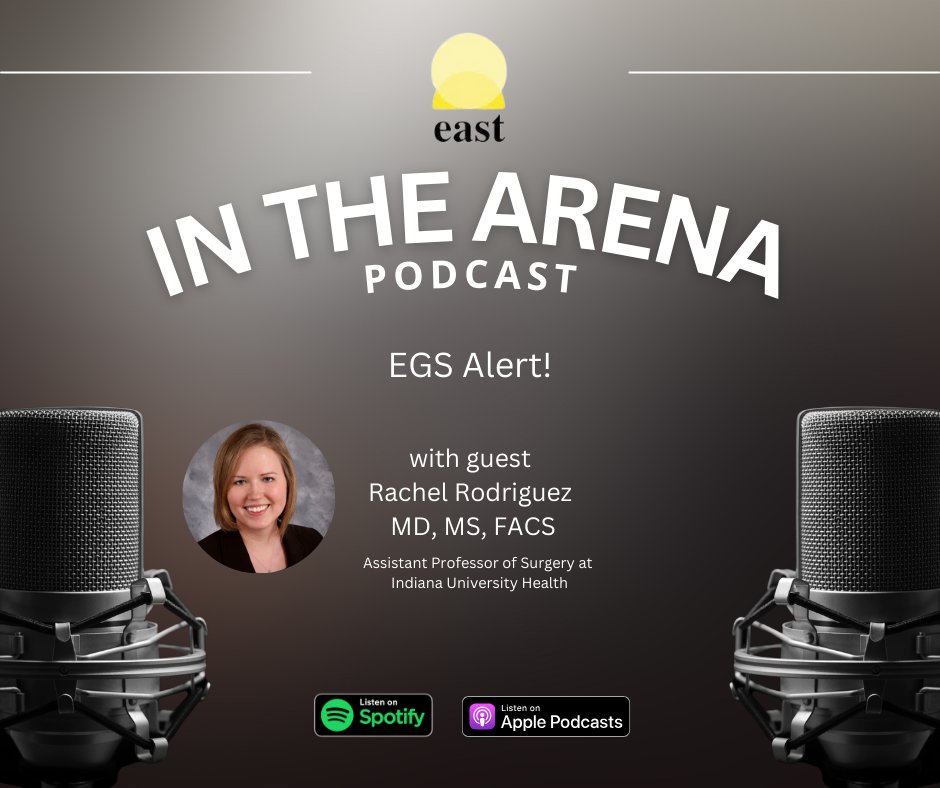 EAST (@east_trauma) on Twitter photo EAST In The Arena: EGS Alert! The #EASTInTheArena crew discuss ins & outs of #EGS patients w/ @rrod617 of <a href="/IUHealthTrauma/">IU Health Trauma</a> & the innovative way those at the highest risk are triaged. bit.ly/3ODDFHd
<a href="/jeremyhlevin/">Jeremy H Levin</a> <a href="/smuramed/">Shyam Murali</a> <a href="/RadomskiMD/">Michal Radomski</a> <a href="/AndreaTsoris/">Andrea Tsoris</a> <a href="/katierieramd/">Katie Riera</a> EAST In The Arena: EGS Alert! The #EASTInTheArena crew discuss ins & outs of #EGS patients w/ @rrod617 of <a href="/IUHealthTrauma/">IU Health Trauma</a> & the innovative way those at the highest risk are triaged. bit.ly/3ODDFHd
<a href="/jeremyhlevin/">Jeremy H Levin</a> <a href="/smuramed/">Shyam Murali</a> <a href="/RadomskiMD/">Michal Radomski</a> <a href="/AndreaTsoris/">Andrea Tsoris</a> <a href="/katierieramd/">Katie Riera</a>