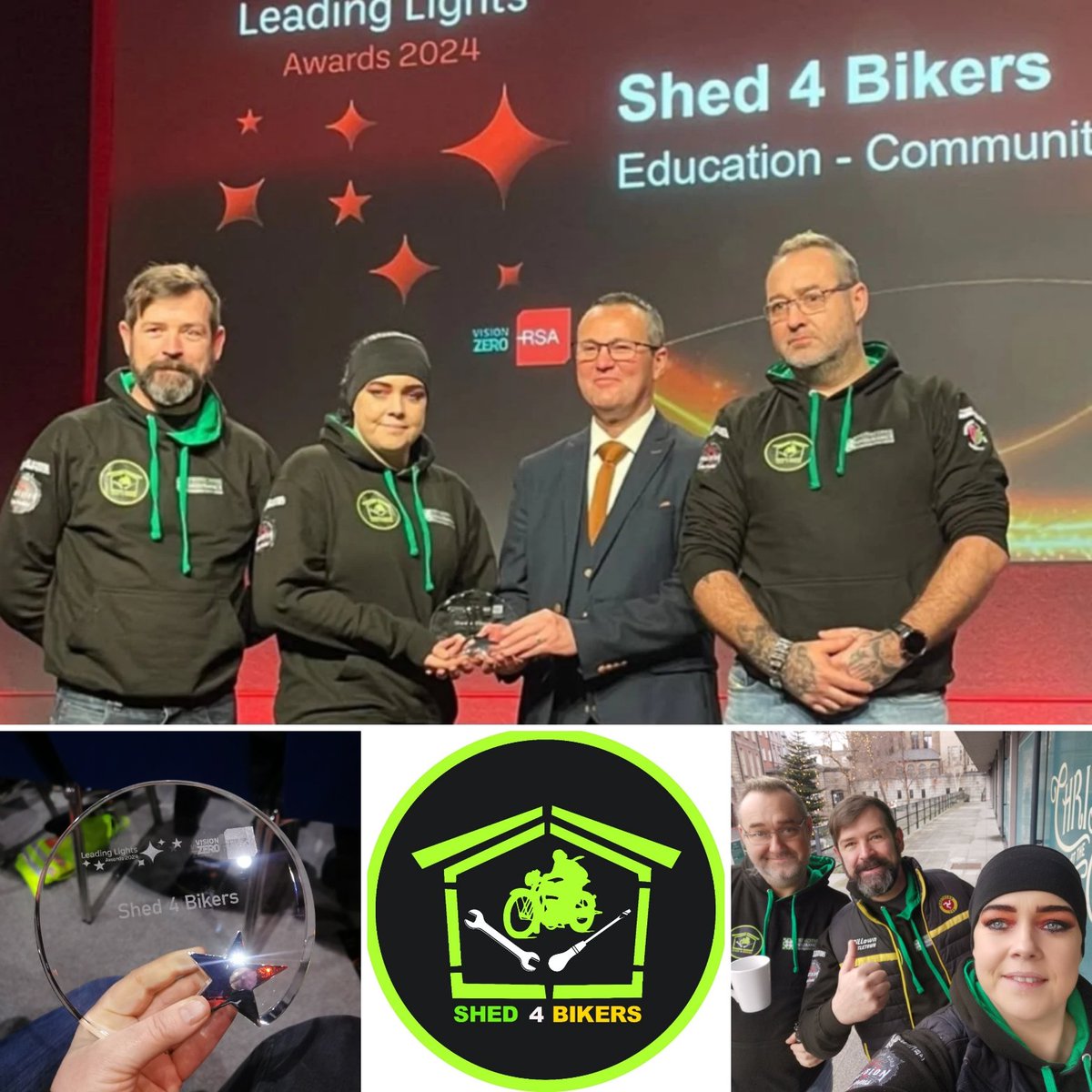 Shed4Bikers's tweet photo. It is a Great Honour to inform you All that @Shed4Bikers are Leading Lights Award Winners 2024 in Community education 

The fantastic work and dedication of All the team is 2nd to none and this award is a testament to their achievements throughout the year! https://t.co/DFm1UGLc4o