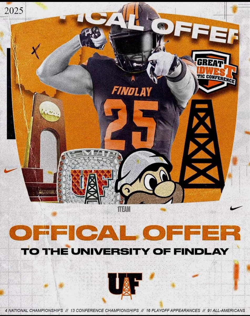 After a great talk with <a href="/coachtylance/">Ty Lance</a> I’m excited to announce I have received an offer from The University of Findlay!! <a href="/CoachJGendron/">Jason Gendron</a> <a href="/GSDathletics/">Dan Kalbfleisch</a> <a href="/CoachSweany/">Marauder Strength</a> <a href="/Rye_B_Thats_Me/">Ryan Buttson</a>