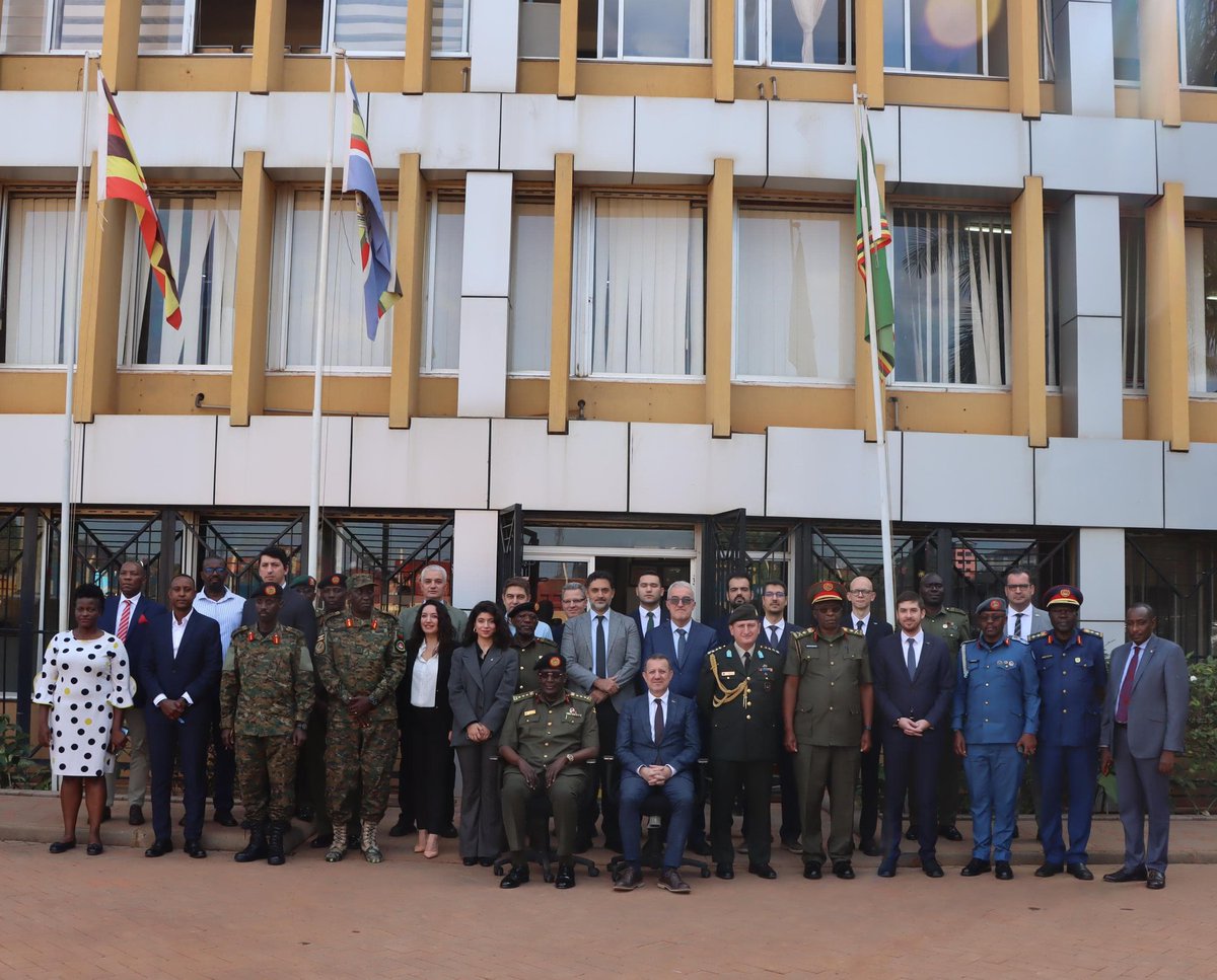 NECUPDF's tweet image. Attendees included senior officers from the Uganda People's Defence Forces (UPDF) and delegates from the Turkiye Defence Industry Agency.