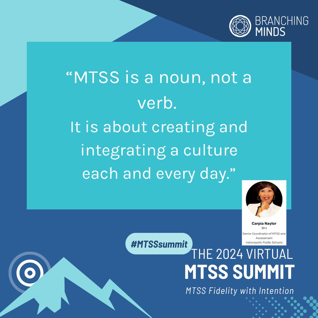 ‼️ We just got CHILLS!‼️

💬 Taken from our "Ready, Set, Implement! Unleashing the Power of Readiness for Revolutionary MTSS Implementation," session with Dr. Carpia Naylor, Senior Coordinator of MTSS and Assessment, Indianapolis Public Schools.

#MTSSsummit #BranchingMinds #MTSS