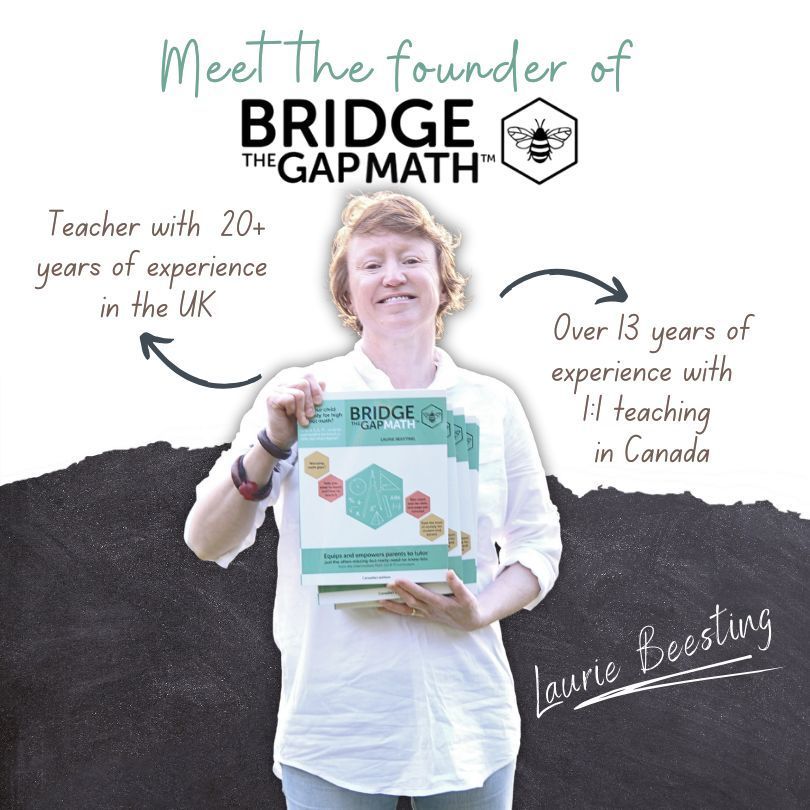 bridgegapmath's tweet photo. "With 20+ years of experience as a mainstream school teacher in the UK &amp; 13+ years of 1:1 teaching in Canada, I’ve developed expertise in core math essentials. My research inspired me to create a book to help parents teach math... its now used in schools as well".-Laurie Beesting https://t.co/wgfHZrMhoL