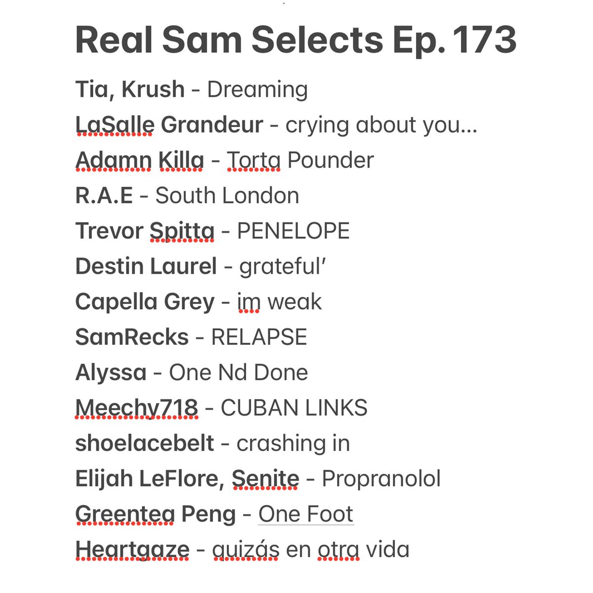 Woke up and got the playlist brewing! 

Shoutout to all the incredible artists on the list this week - I’m drowning in bops mang

Get your listen in neow:
Linktr.ee/therealsamcrane