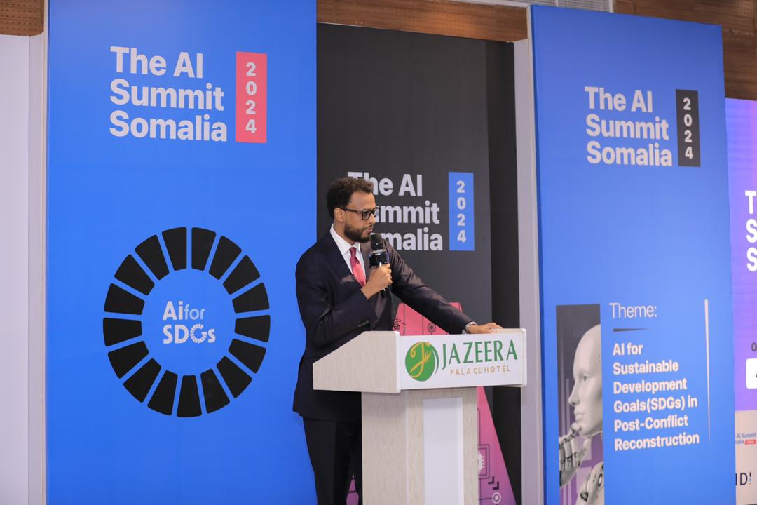 MoCTSomalia's tweet photo. “AI is a powerful tool for Somalia’s reconstruction, strengthening governance, enhancing services,and building a brighter future,”said H.E. Ahmed Osman @DirieMP at the #AISummitSomalia2024 Discussions focused on AI’s role in tackling societal challenges and advancing development. https://t.co/9TE6jlL7F7