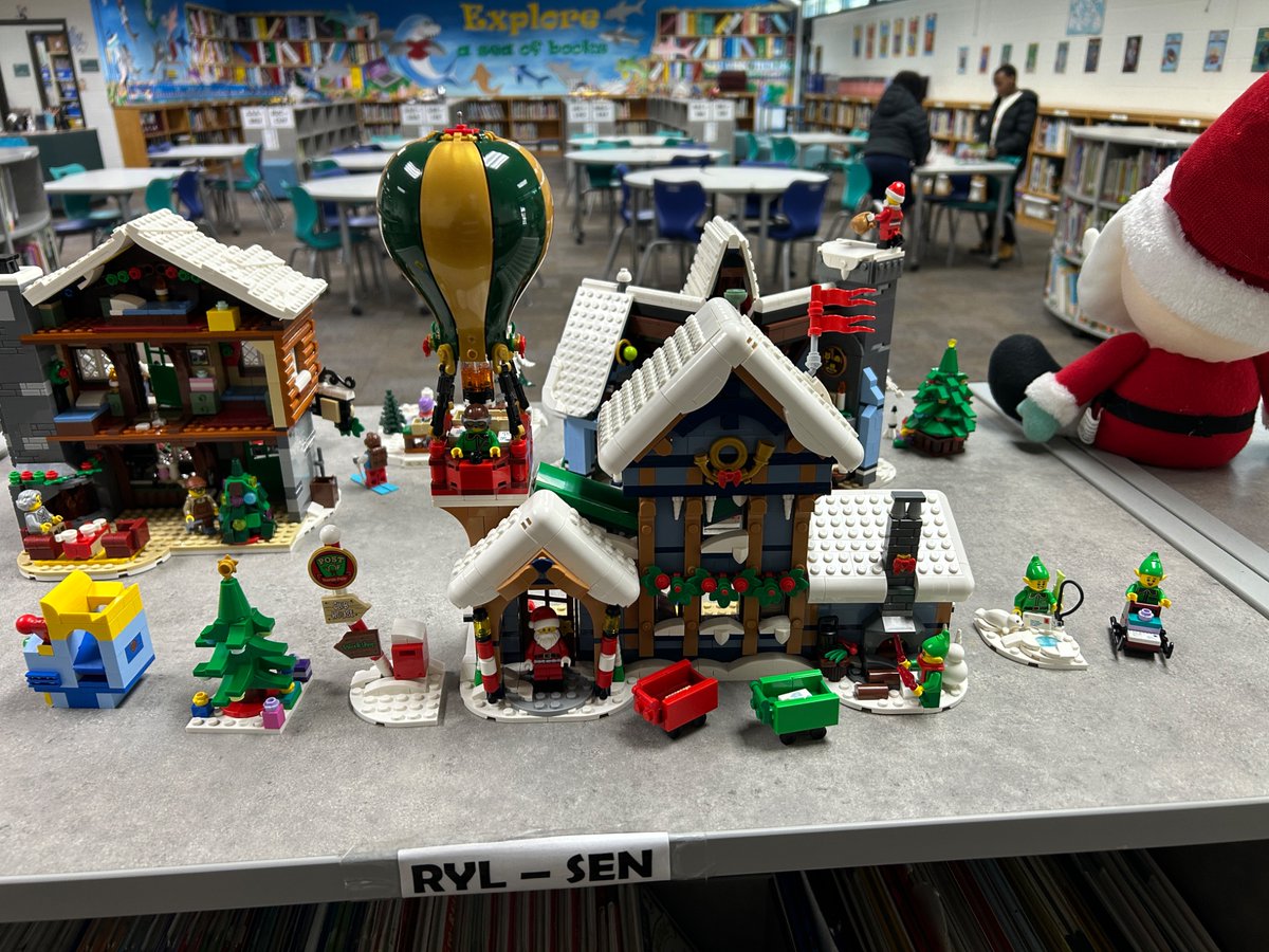 It’s the holiday season in the media center. Lot of great books with an all new Lego Christmas village to see.