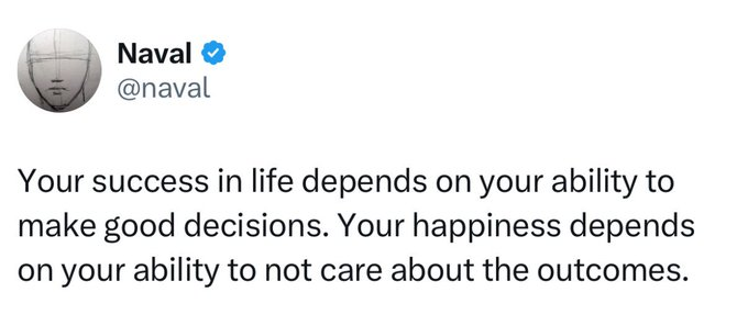 jpmprojectmgmt's tweet photo. Naval always on point.

#decisionmaking #Happiness https://t.co/7ETohjYbzc