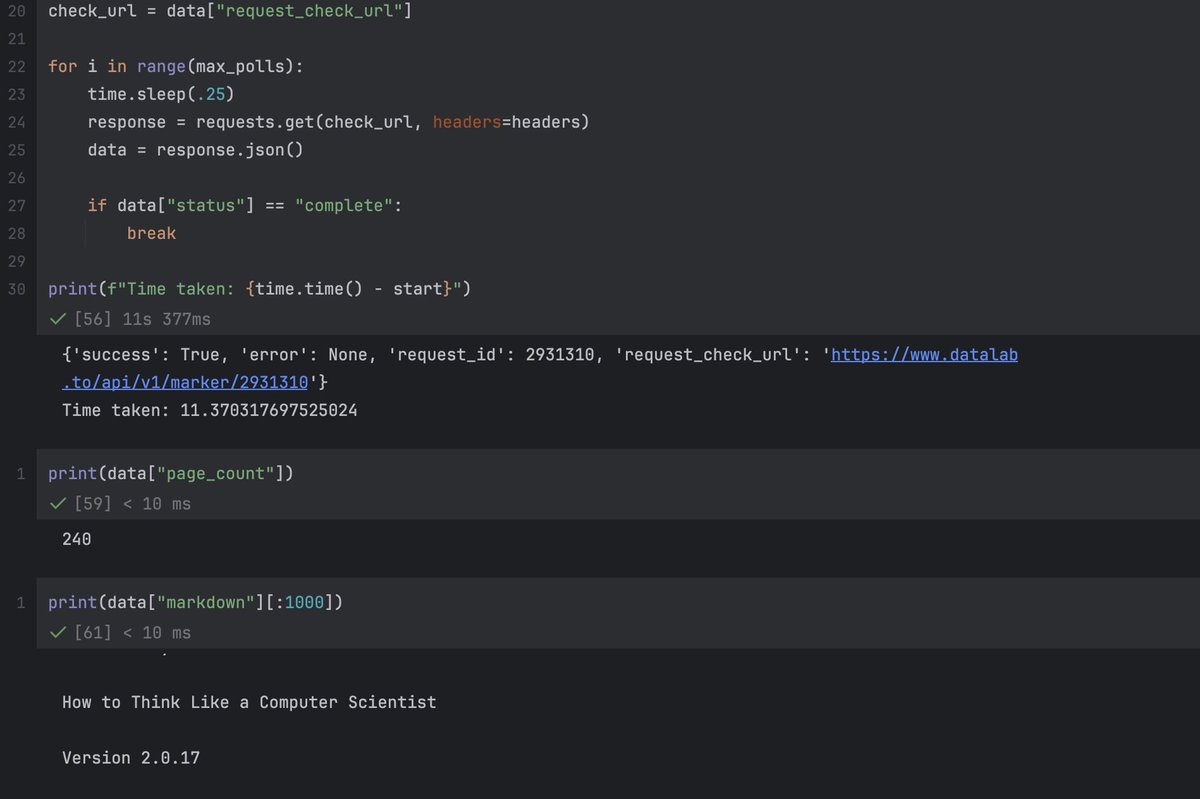 I'm excited to launch the Datalab API!  This builds on my last year of work with marker and surya (30k Github stars).

- PDF-&gt; markdown, OCR, layout analysis, table recognition
- 15s for 250 page pdf -&gt; markdown
- 99.99% uptime