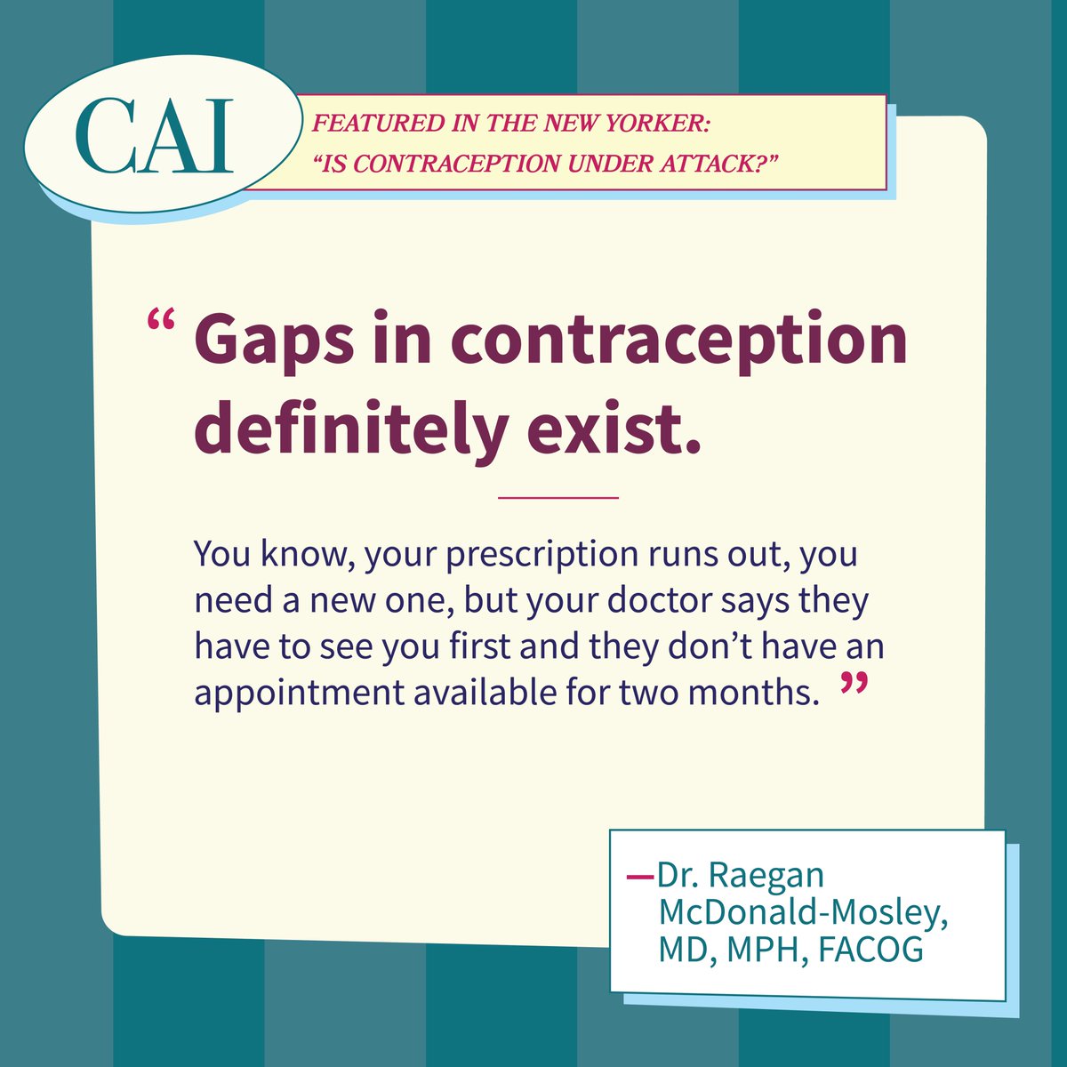 Contraceptive Access Initiative (CAI) (@thepillotc) on Twitter photo Read the full <a href="/NewYorker/">The New Yorker</a> piece, feat. <a href="/DrRaegan/">Dr. Raegan</a>: newyorker.com/news/the-lede/… Read the full <a href="/NewYorker/">The New Yorker</a> piece, feat. <a href="/DrRaegan/">Dr. Raegan</a>: newyorker.com/news/the-lede/…