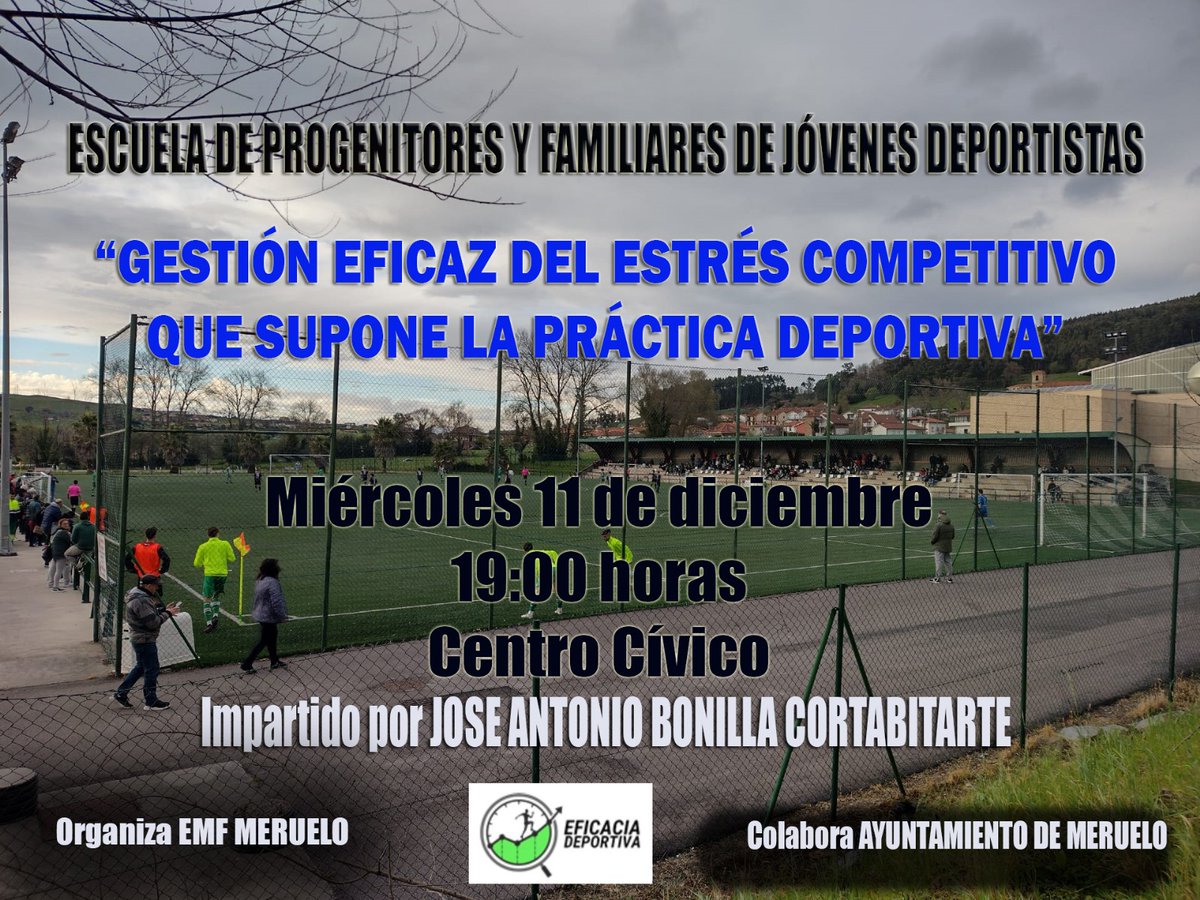 emfmeruelo's tweet photo. Este próximo miércoles 11 de diciembre te invitamos a la charla sobre "Gestión eficaz del estrés competitivo que supone la práctica deportiva"

A partir de las 19:00 horas en el Centro Cívico de Meruelo. https://t.co/aICzZTjpaT