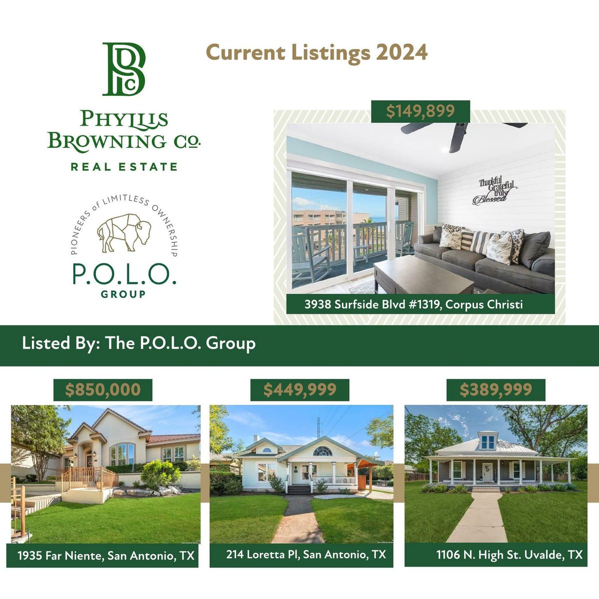 ThePOLOGroupTX's tweet photo. Introducing The P.O.L.O. Group! Led by Polo Gutierrez, our team includes:  Megan Flores–Hill Country Specialist.
Kevin Mandel–Coastal Bend Specialist. Currently represent 8 listings across San Antonio, Uvalde, Corpus Christi! With experience selling properties in over 10 cities. https://t.co/IHACh2hnlH