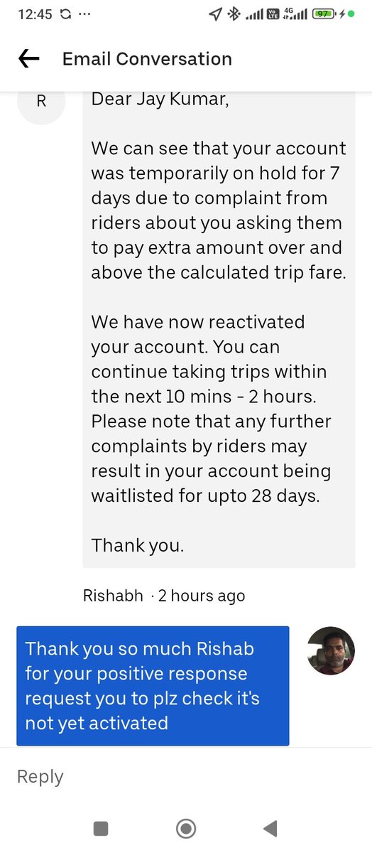 jknagdev's tweet photo. @prabhjeet_s @dkhos @Uber @UberIN_Support plz help me out my id was supposed t get activated by yesterday it self it's more than 24 hrs there is no proper response from ur team ihave posted nearly 30 X posts requested them and also in uber drivers app in d mail but no solution https://t.co/CF3Dr06Hyy