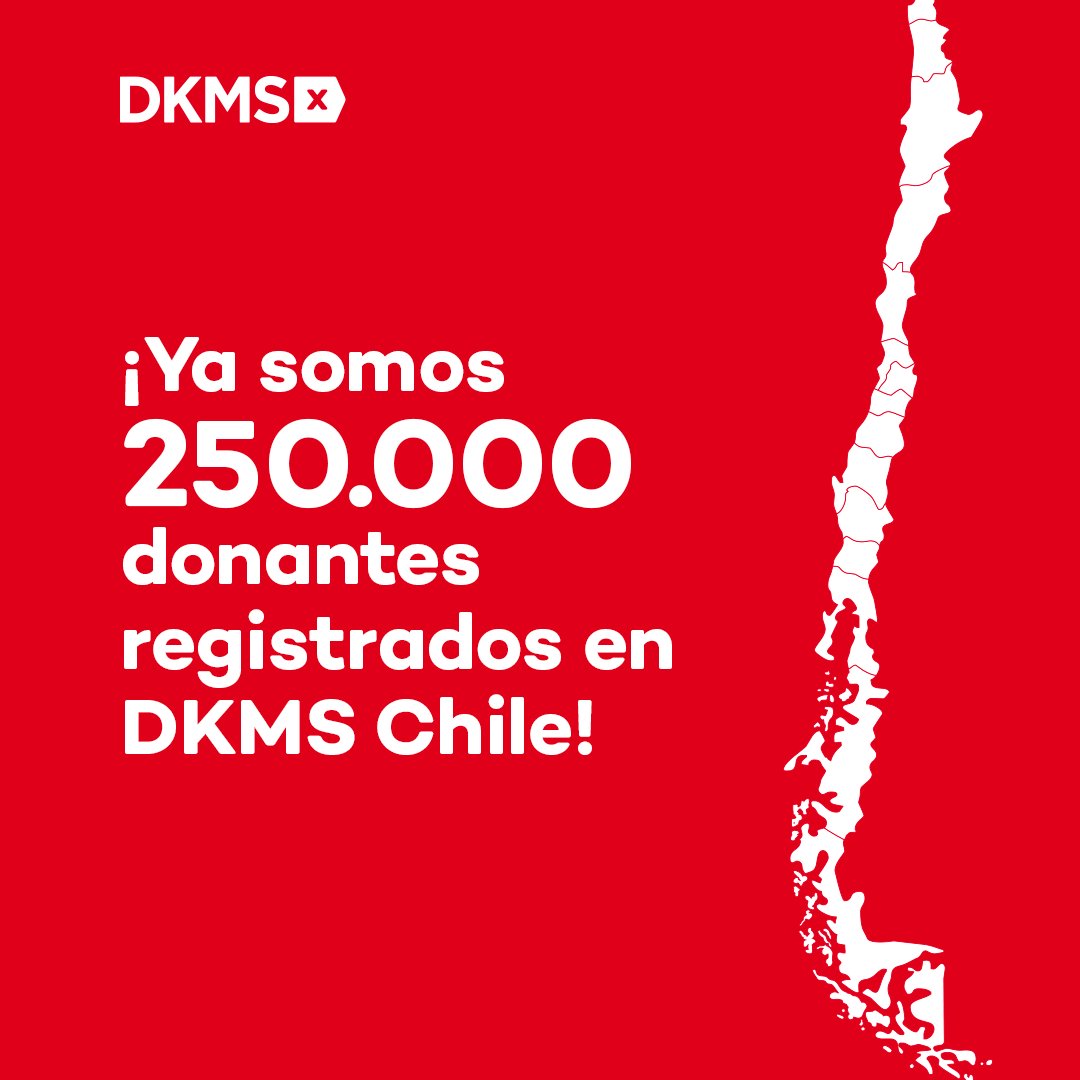 ¡Ya somos 250.000 donantes de células madre sanguíneas en #DKMS Chile!

Cada uno listo y dispuesto para dar una segunda oportunidad a quienes enfrentan el cáncer de sangre.

❤ ¿Te sumas? Regístrate en dkms.cl y sé parte del cambio. 💪✨