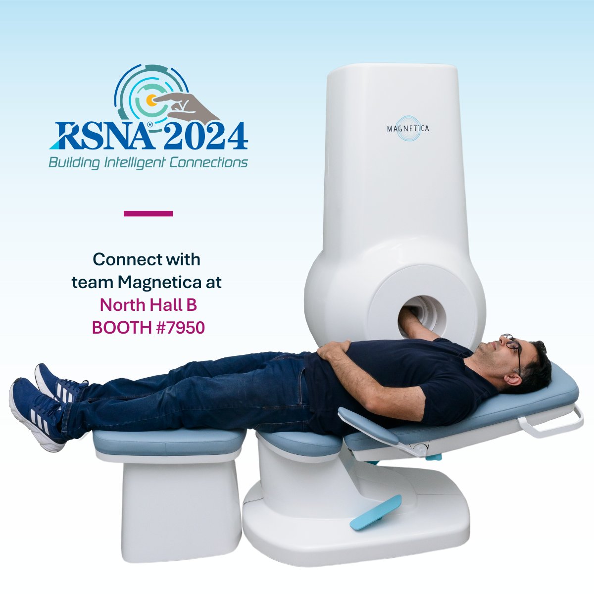 Wow, can you believe it's already the last day of #RSNA24 in Chicago? Today is your final chance to connect with the team, during our final event for 2024. Duncan, Peter &amp; Antonio are excited to share our MRI technologies with you. Find us at North Hall B, Booth #7950! #magnetica