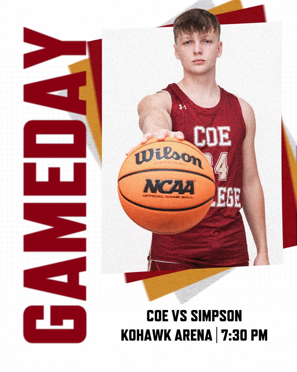 Coe Athletics (@coeathletics) on Twitter photo 🏀<a href="/CoeCollegeHoops/">Coe College Men’s Basketball</a> Gameday❗️
🆚 Simpson
⏰ 7:30 PM
📍 Kohawk Arena
📺 bit.ly/KohawkStreaming
📊 bit.ly/CoeMBB
#KohawkNation 🏀<a href="/CoeCollegeHoops/">Coe College Men’s Basketball</a> Gameday❗️
🆚 Simpson
⏰ 7:30 PM
📍 Kohawk Arena
📺 bit.ly/KohawkStreaming
📊 bit.ly/CoeMBB
#KohawkNation