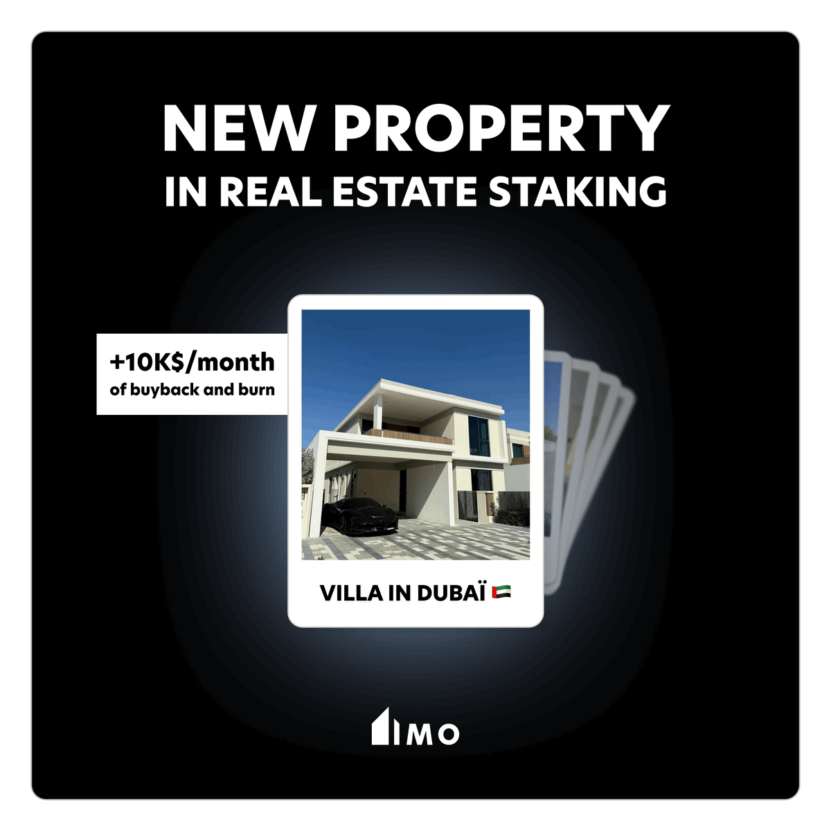 BIG NEWS

We’re thrilled to announce our 5th staking asset:

An exceptional villa in Dubai is now part of our $IMO staking portfolio!

✅ $10,000 in monthly staking revenue
✅ Quarterly payouts: $30,000 every 3 months
✅ Funds locked for 2 years

Every 3 months, these funds will