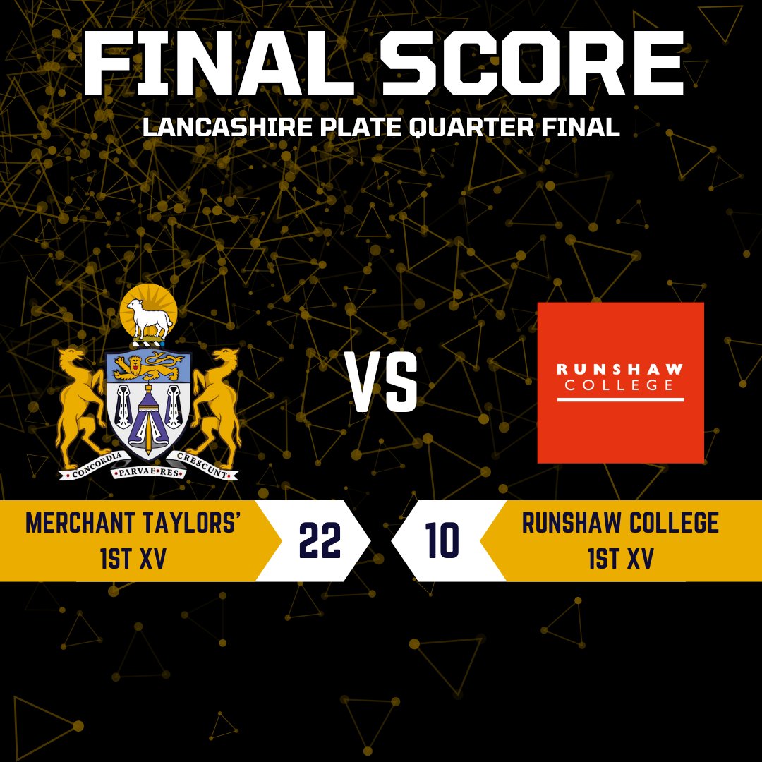 Well done to the 1st XV who have beaten Runshaw College this afternoon to progress through to the U18 Lancashire Plate Semi Final.

⚫️🟡

<a href="/MerchantsCrosby/">Merchant Taylors' Schools</a>