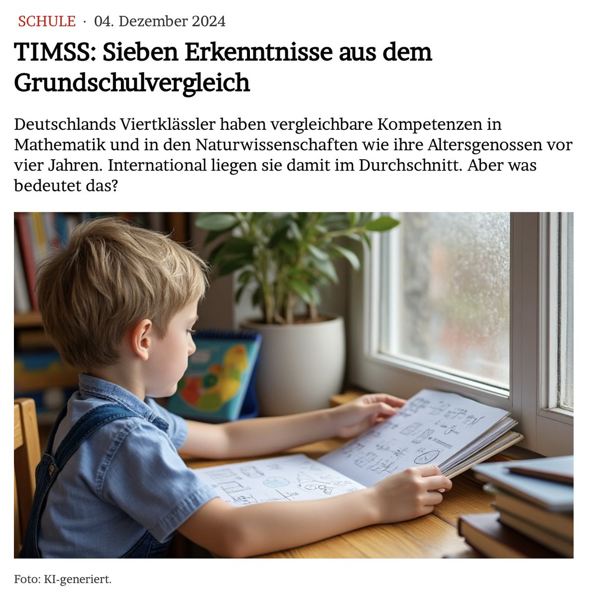 TIMSS: Sieben Erkenntnisse aus dem Grundschulvergleich

Deutschlands Viertklässler haben vergleichbare Kompetenzen in Mathematik und in den Naturwissenschaften wie ihre Altersgenossen vor vier Jahren. Aber was bedeutet das?

Im Blog: jmwiarda.de/2024/12/04/tim…
