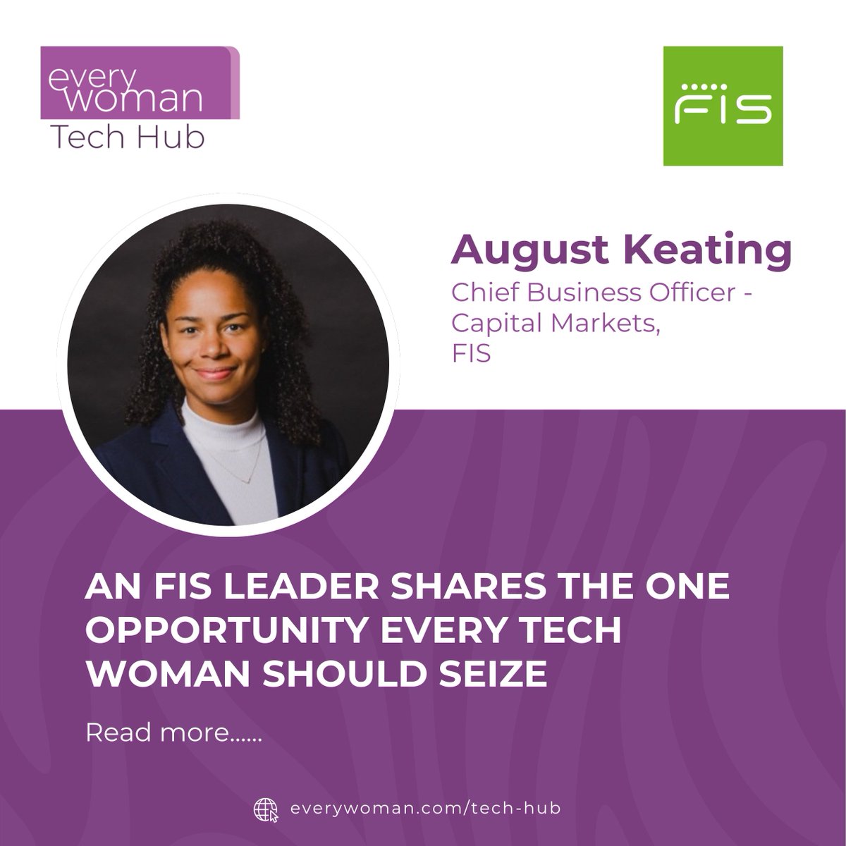 August Keating, the CBO <a href="/FISGlobal/">FIS</a> shares her views on the opportunities and risks presented by Gen AI, the skills every tech woman needs to have, and the ‘game-changing’ opportunity that should be seized…

Read: bit.ly/40ZYKDj

#WomenInTech #TechLeadership