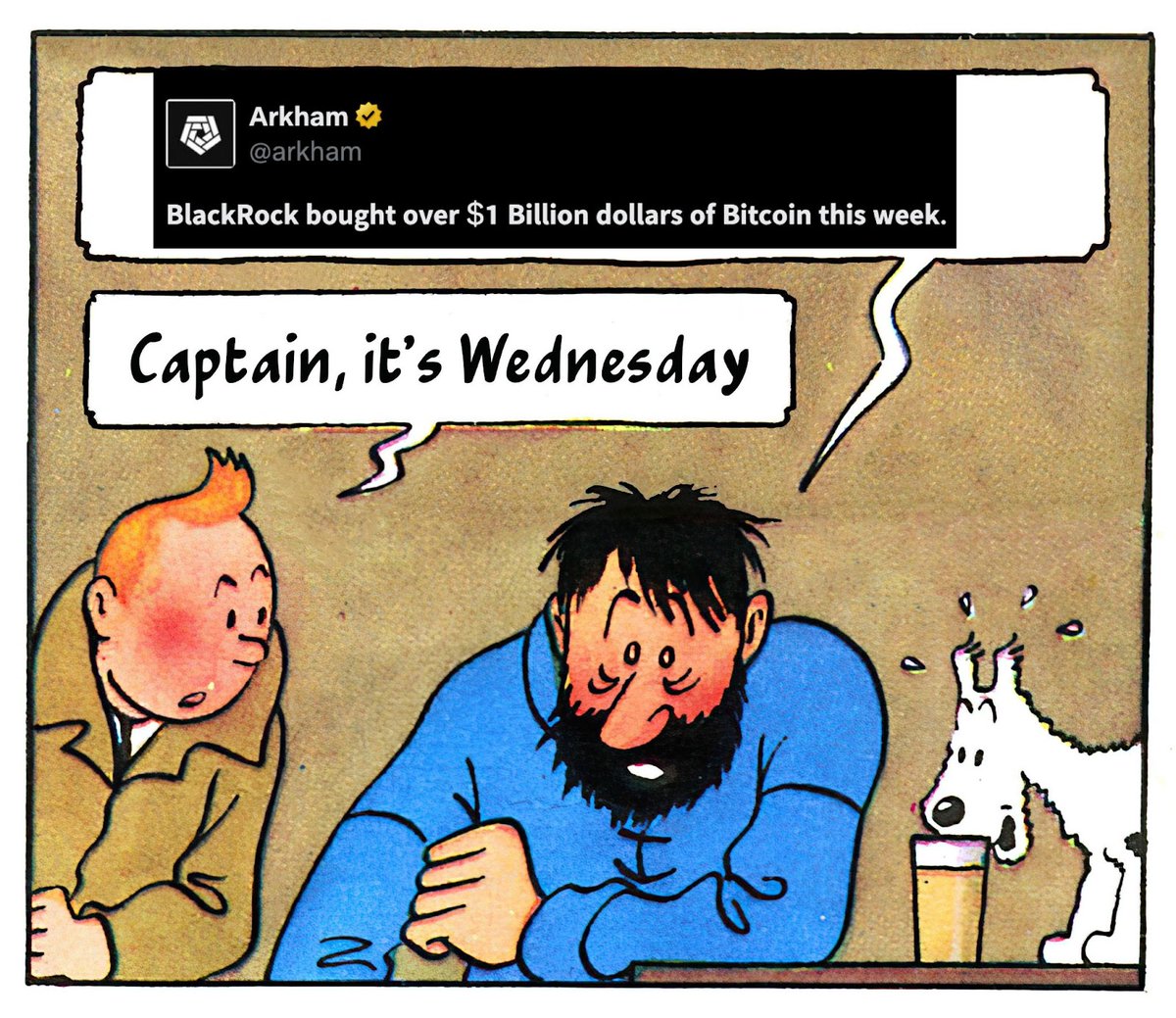 BlackRock has bought $1 BILLION dollars of Bitcoin so far this week. It is  only Wednesday.