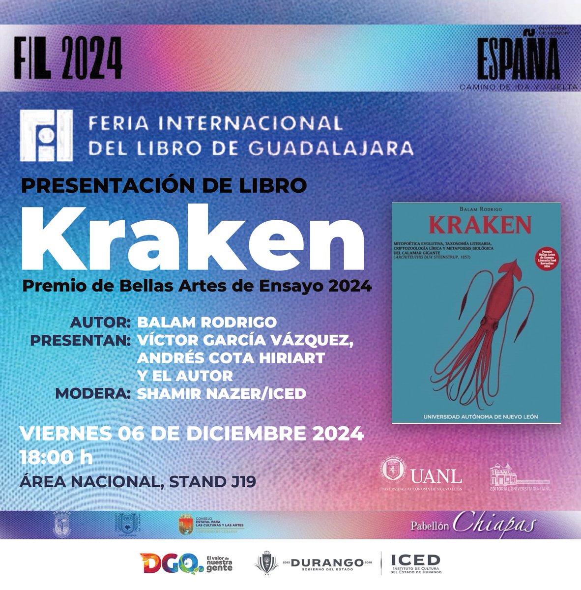 iceddgo's tweet photo. 📚 El ICED y la Casa Universitaria del Libro UANL presentan "Kraken", nuevo libro de Balam Rodrigo, ganador del Premio Bellas Artes de Ensayo Literario José Revueltas 2024🏆 La presentación será el 6 de diciembre a las 18:00 en Pabellón de Chiapas, Stand J19 de la FIL Guadalajara https://t.co/jZep1DIupM