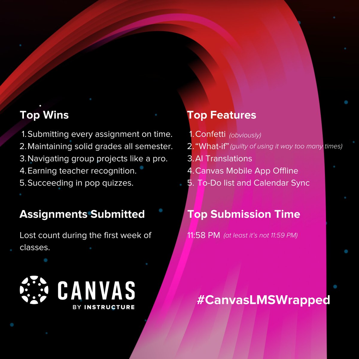 Canvas_by_Inst's tweet photo. #CanvasWrapped is out! π We've gathered all the moments that might have defined your school year. Did we forget anything? π https://t.co/9gJbojE5Fc