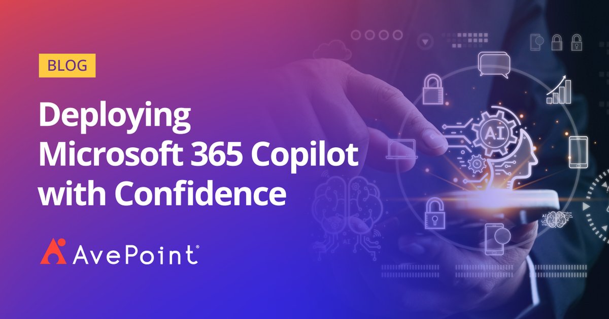 AvePoint's tweet photo. Is your data ready for Microsoft 365 Copilot? John Peluso shares how SAM and AvePoint ensure secure, confident deployment: https://t.co/FatQkUrTao  
#AVPTsecure #Copilot https://t.co/9cMQ6HedZQ