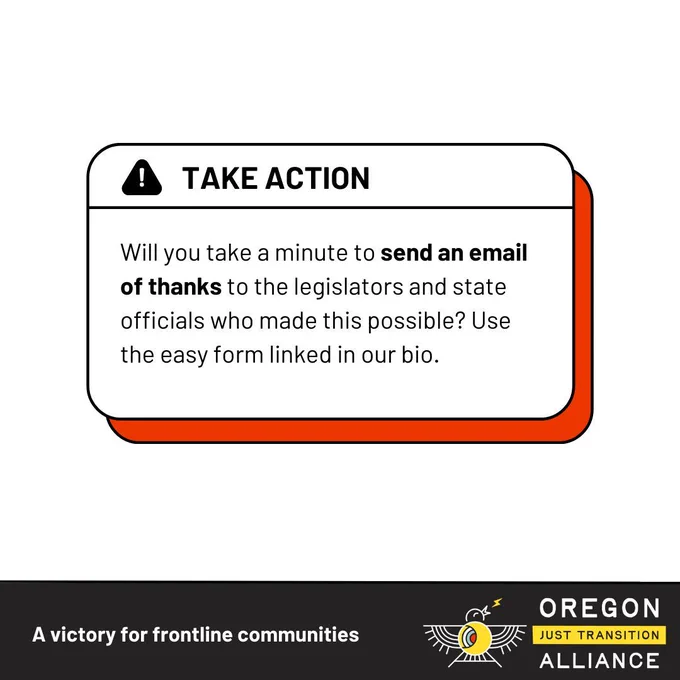Text: Will you take a minute to send an email of thanks to the legislators and state officials who made this possible? Use the easy form linked in our bio.
