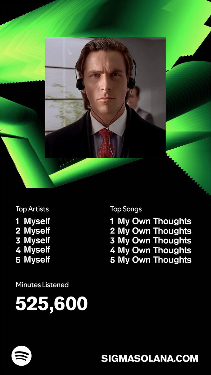 SigmaOnSol69's tweet photo. What's your $SIGMA playlist?

#SpotifyWrapped2024 https://t.co/VfzhooXKsn