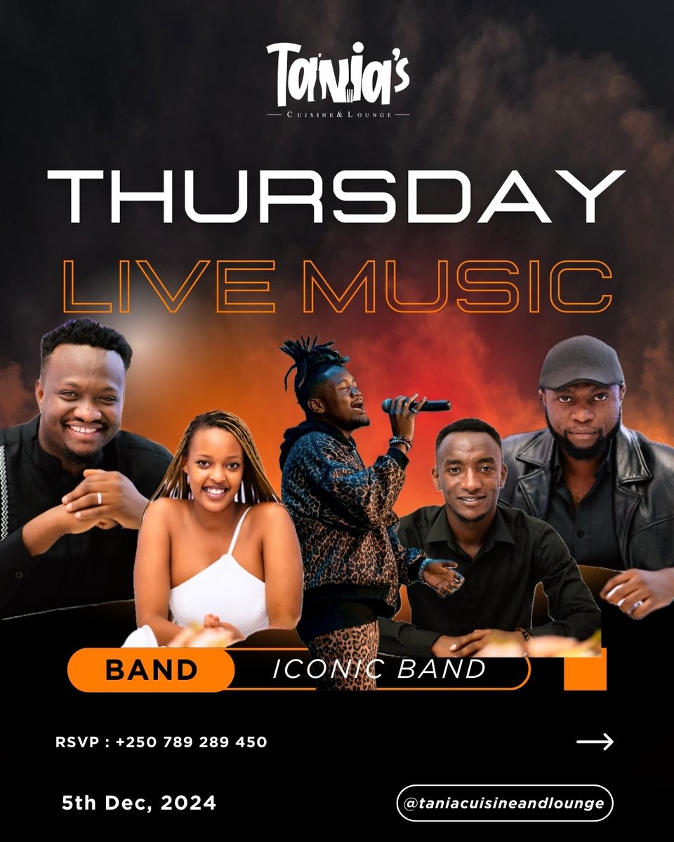 Hello friends on #RwOX . This thursday we have the Iconic Band performing. Don't miss out 😉. Please make sure to book on 0789289450