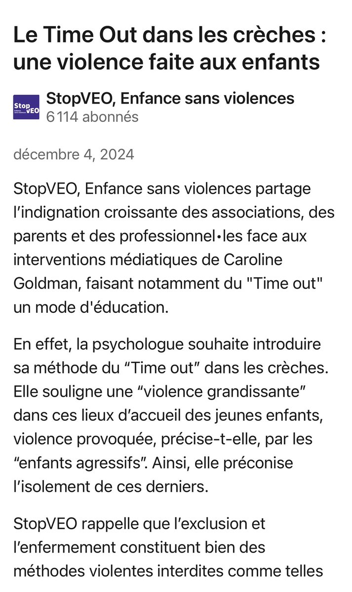 lazimigilles's tweet image. CP de @StopVEO Le Time out dans les crèches une violence faite aux enfants @arnaud_gallais @LyesLouffok @laurossignol @yselinefd @AdrienTaquet @agathelecaron @MaudPetit_AN94 @MMeteyer @CelineQuelen @Fond_Enfance @memoiretrauma @perrinegoulet @isasantiago_94 @CharlotteCaubel