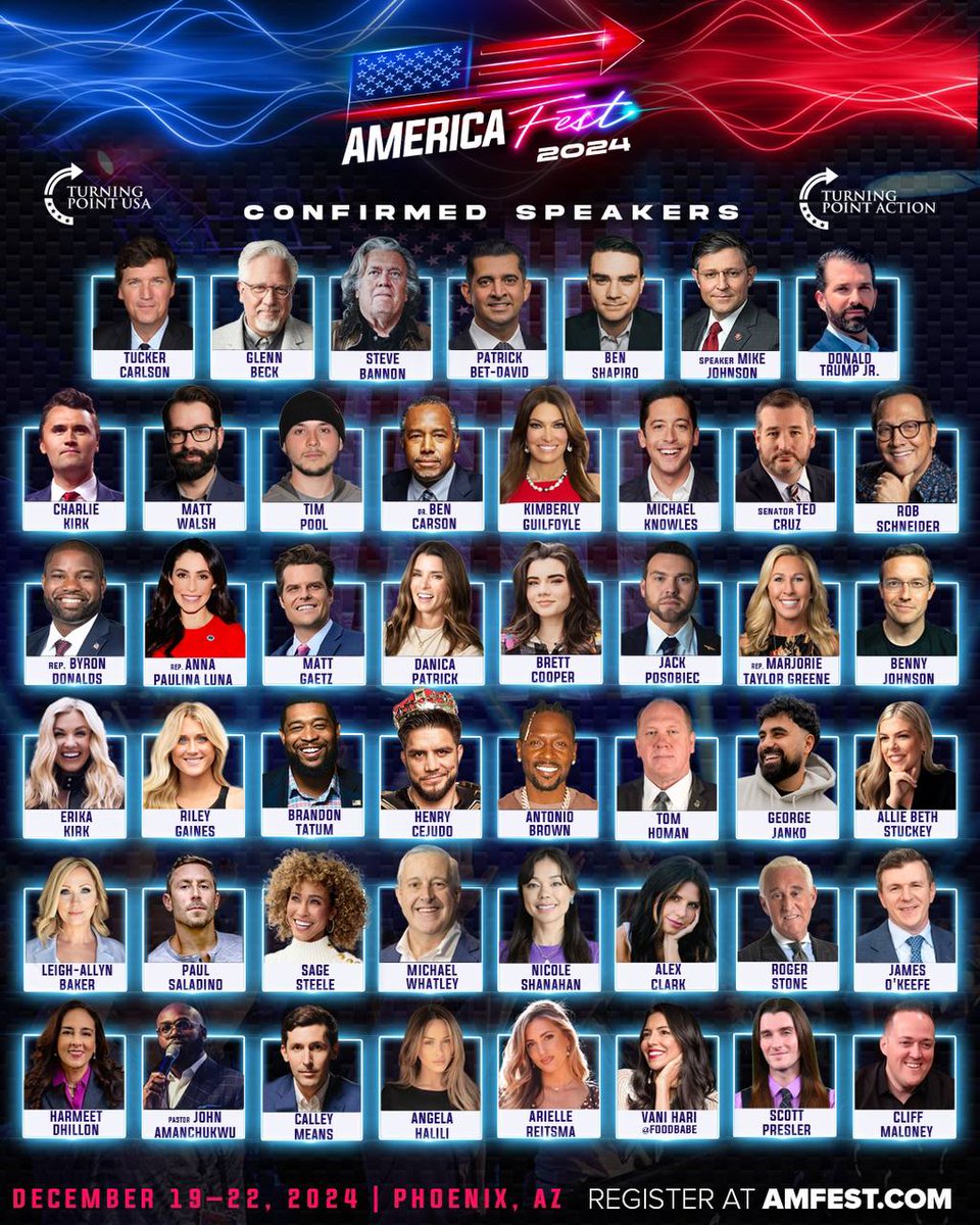 TPAction's tweet photo. #AmFest2024 is almost here, and the speaker lineup keeps getting better 🇺🇸

Register NOW for the event of the year: https://t.co/AKqHbm0UY8 https://t.co/7r0neycDiR