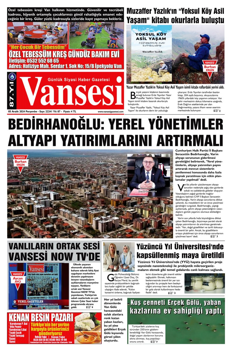 VANSESIGAZETESI's tweet photo. 05.12.2024 TARİHLİ SAYIMIZ @bedirhanogluvan https://t.co/II2VN43ixN