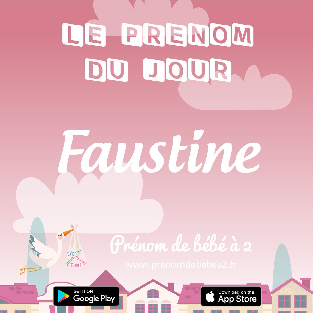 PrenomBebea2's tweet image. 🌈 Prenom pour fille du jour: 💕 Faustine 💕! Trouvez d'autres prénoms uniques sur l'appli. 📱 prenomdebebea2.fr ou 📔 découvrez plus d'informations sur le prénom #Faustine sur app.prenomdebebea2.fr/details/prenom… #prénom #enceinte #bébé #maternité #parents #futuremaman #grossesse