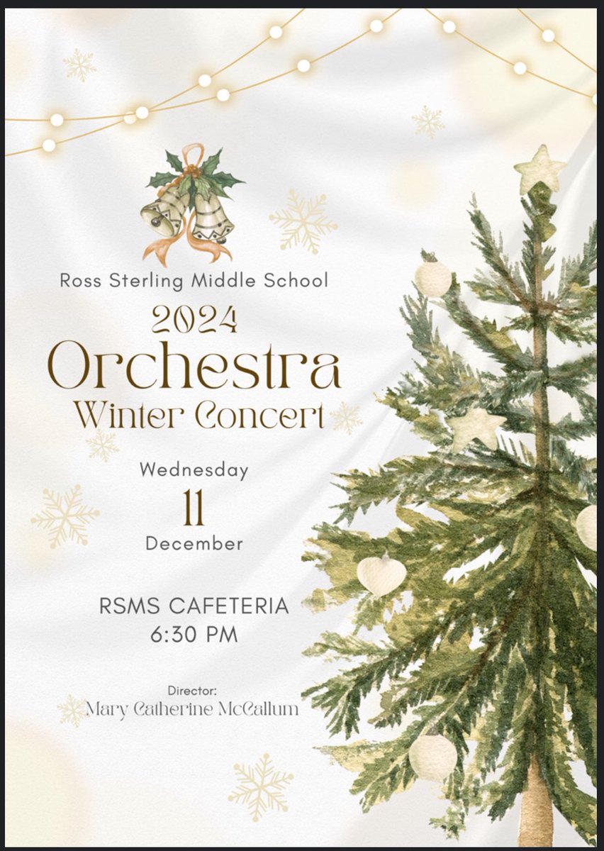 RSMS Orchestra (@rsms_orchestra) on Twitter photo Concert day is upon us! Next week on Wednesday (12/11) come here a little holiday music at 6:30 pm in the cafeteria.
<a href="/HumbleISD_SMS/">Ross Sterling MS</a> <a href="/orchestra_HHS/">The HHS Orchestra</a> Concert day is upon us! Next week on Wednesday (12/11) come here a little holiday music at 6:30 pm in the cafeteria.
<a href="/HumbleISD_SMS/">Ross Sterling MS</a> <a href="/orchestra_HHS/">The HHS Orchestra</a>